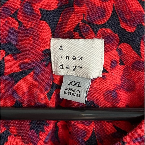 A new day Viscose floral print bright red blouse XXL - Picture 7 of 12